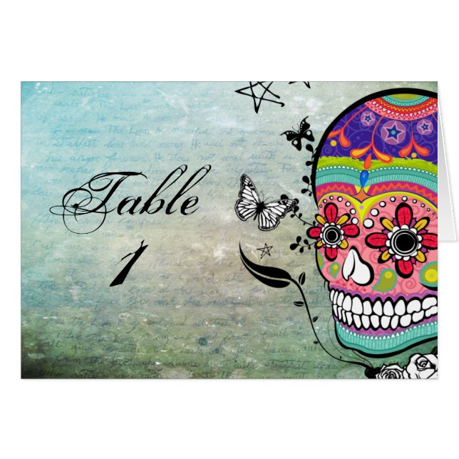 Tätowierungs-Zuckerschädel Muerte WeddingTable (Vorderseite (Horizontal))