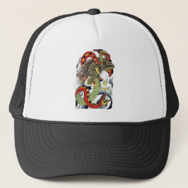 Tätowierungsdesign für Adler und Schlangen Truckerkappe