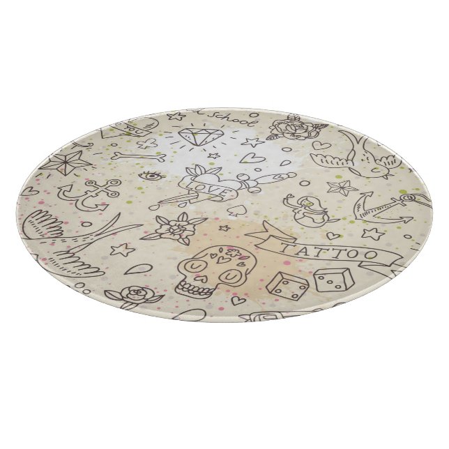 Tätowierungskonzeptmuster Schneidebrett (Ecke)