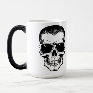 Tätowiervorlage Totenkopf mit Sonnenbrille Verwandlungstasse
