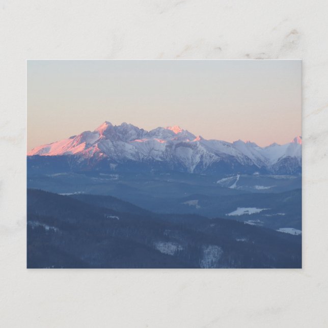 Tatra auf Sonnenaufgang Postkarte (Vorderseite)