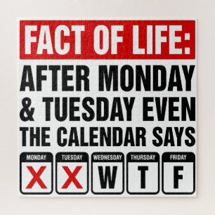 Tatsache des Lebens Kalender sagt WTF Humor