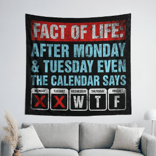 Tatsache des Lebens Kalender sagt WTF Humor Wandteppich