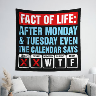 Tatsache des Lebens Kalender sagt WTF Humor Wandteppich