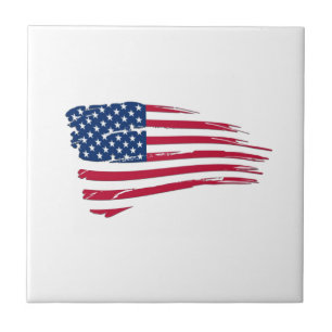 Tattered amerikanische Flagge Fliese