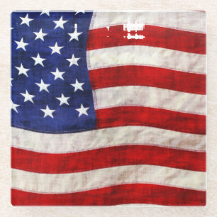 Tattered Grunge Patriotic USA Flag Glasuntersetzer