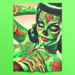 Tattoed Zombie-Button Seidenpapier
