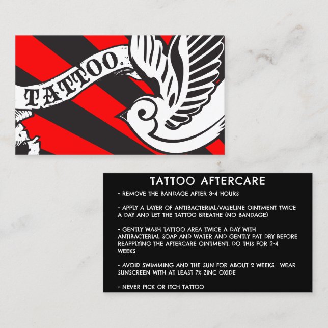 TATTOO AFTERCARE ANWEISUNGEN KALK VISITENKARTE (Vorne/Hinten)
