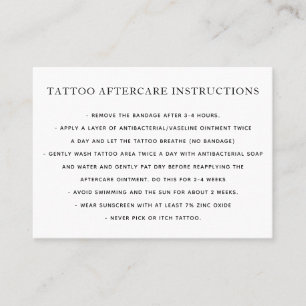 Tattoo Aftercare Instructions Business Card Visitenkarte