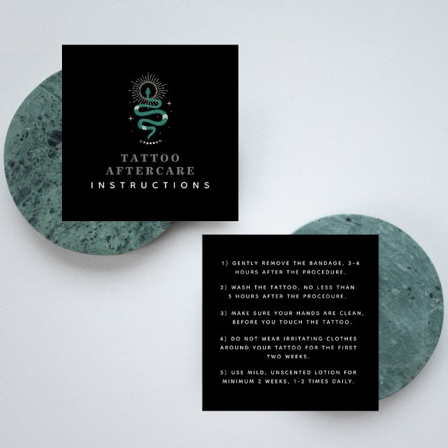 Tattoo Aftercare Instructions Mystic Snake Moon Quadratische Visitenkarte (Von Creator hochgeladen)
