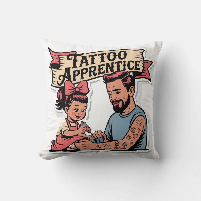Tattoo Apprentice - Niedlicher Cartoon Vater & Toc Kissen (Vorderseite)