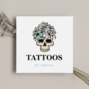 Tattoo Art Artist Floral Skull Gothic Skelett Quadratische Visitenkarte