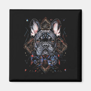Tattoo Art French Bulldog Combined Geometric Magnet