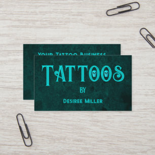 Tattoo Artist Aquamarin Skull Visitenkarte