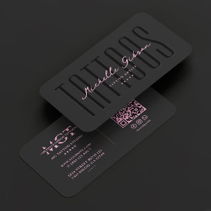 Tattoo Artist Black Pink Tattooist Monogram Visitenkarte