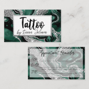 Tattoo Artist Ernennung Erinnerung Silver Green Visitenkarte