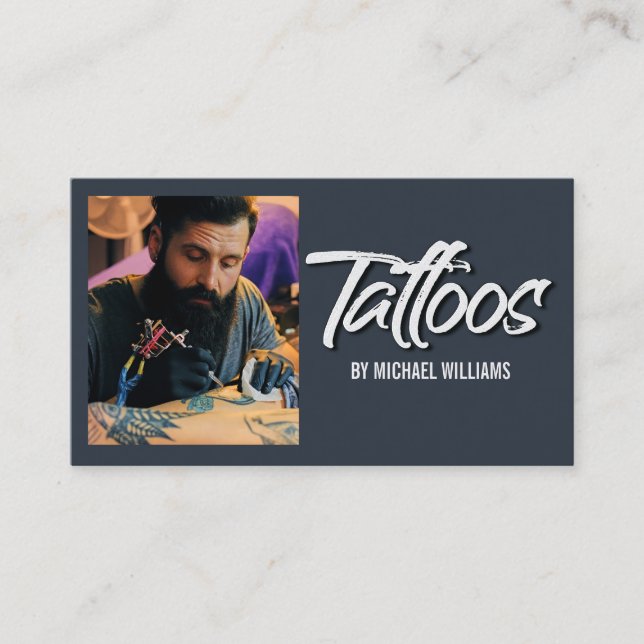 Tattoo Artist Foto Typografie Visitenkarte (Vorderseite)