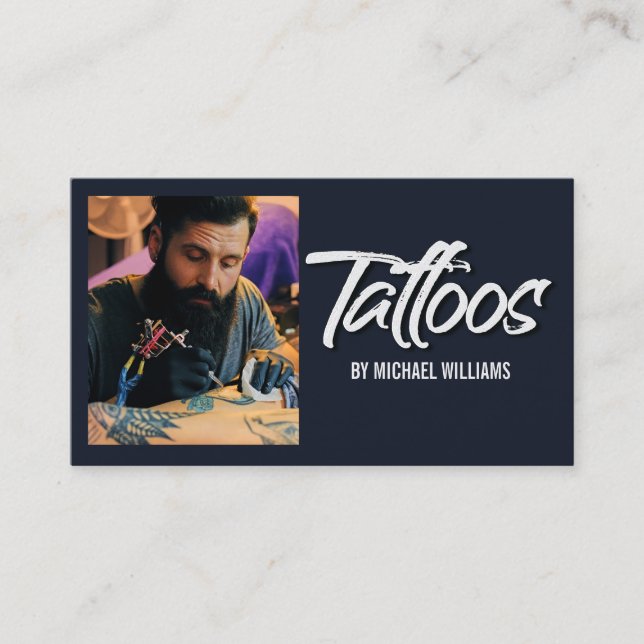 Tattoo Artist Foto Typografie Visitenkarte (Vorderseite)