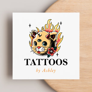 Tattoo Artist Fügen Sie Ihre Social Media kreativ Quadratische Visitenkarte