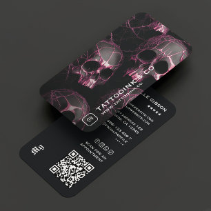 Tattoo Artist Goth Skull Initial Logo Foto Black Visitenkarte