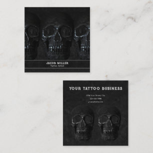 Tattoo Artist Gothic Black Dark Academia Skull Quadratische Visitenkarte