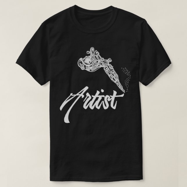 Tattoo Artist Italics Tattooing Gun T-Shirt (Design vorne)
