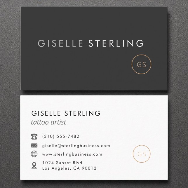 Tattoo Artist Minimalistisch Luxury Black Visitenkarte (Von Creator hochgeladen)