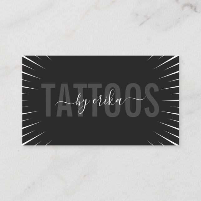 Tattoo Artist Moderne Typografie Schwarz-Weiß-Text Visitenkarte (Vorderseite)