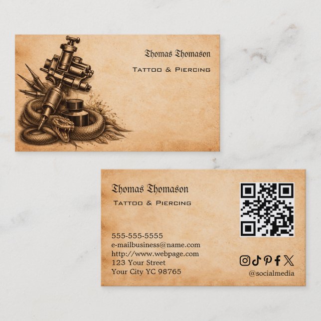 Tattoo artist QR code  Visitenkarte (Vorne/Hinten)