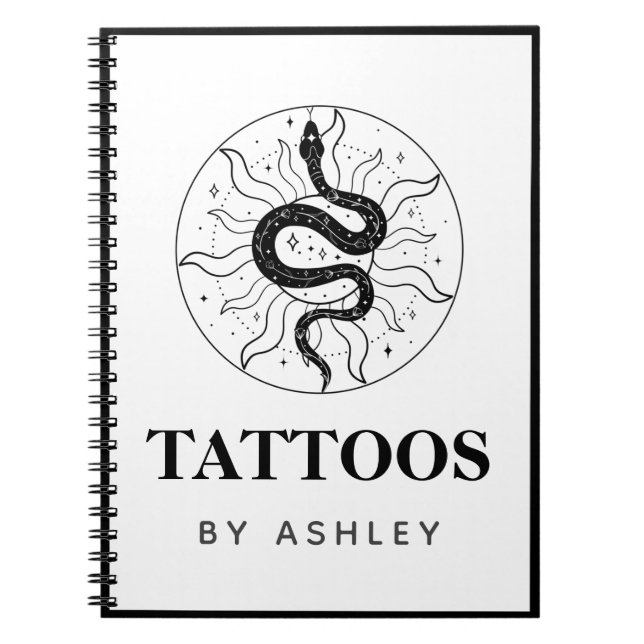 Tattoo Artist Snake Illustration Kosmische Mystik Notizblock (Vorderseite)