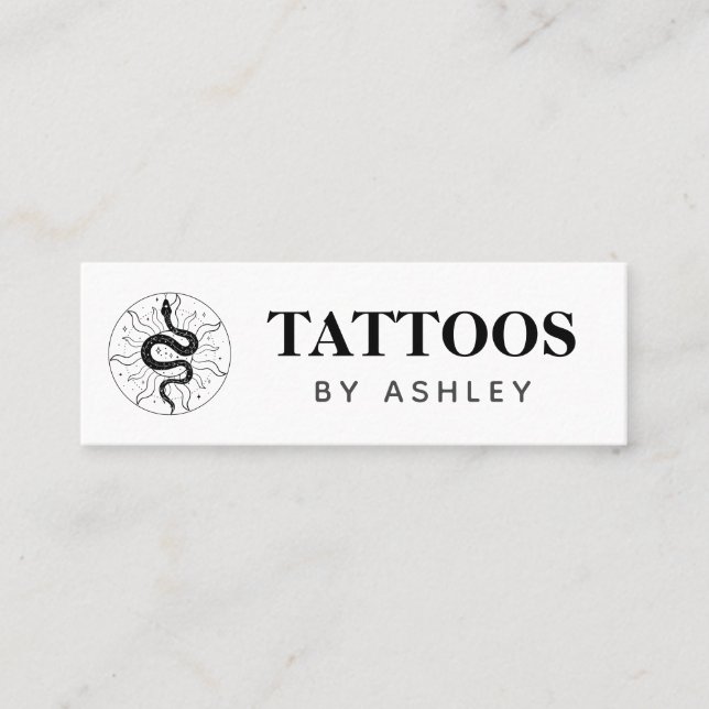 Tattoo Artist Snake Illustration Minimalistisch Mo Mini Visitenkarte (Vorderseite)