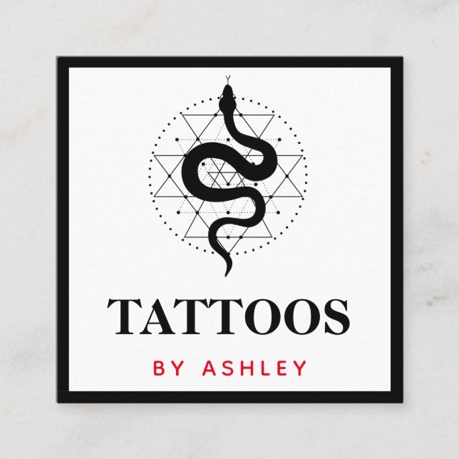 Tattoo Artist Social Media Schlange Illustration S Quadratische Visitenkarte (Vorderseite)