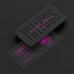 Tattoo Artist Tattooist Black Pink Visitenkarte