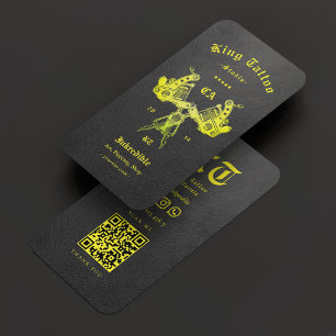 Tattoo Artist Tattoooist Monogram Black Yellow Visitenkarte