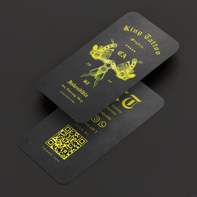 Tattoo Artist Tattoooist Monogram Black Yellow Visitenkarte (Tattoo Artist Tattooist Monogram Black Yellow Business Card
)