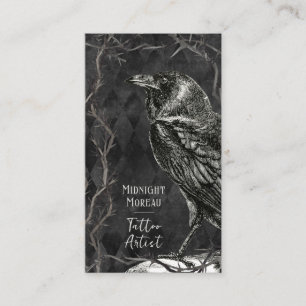 Tattoo Artist Vintag Crow QR Code Business Visitenkarte