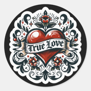 Tattoo-Aufkleber Wahre Liebe Herz Hochzeit Verlobu Runder Aufkleber