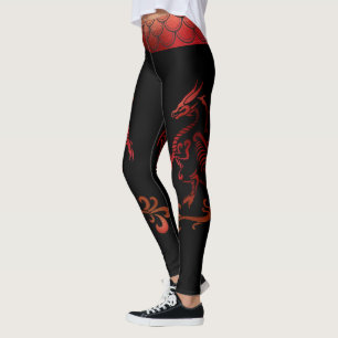 Tattoo Band Red Black Iridescent Scala Dragon Leggings