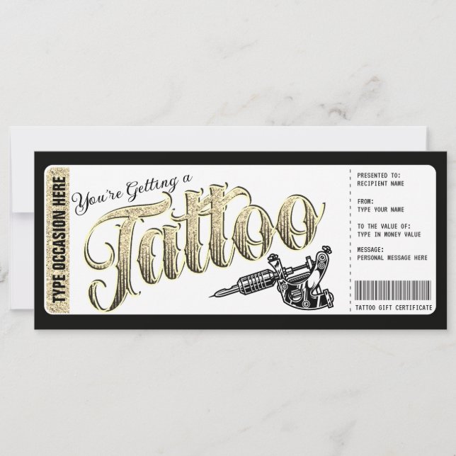 Tattoo bekommt einen Geschenkgutschein Einladung (Vorderseite)