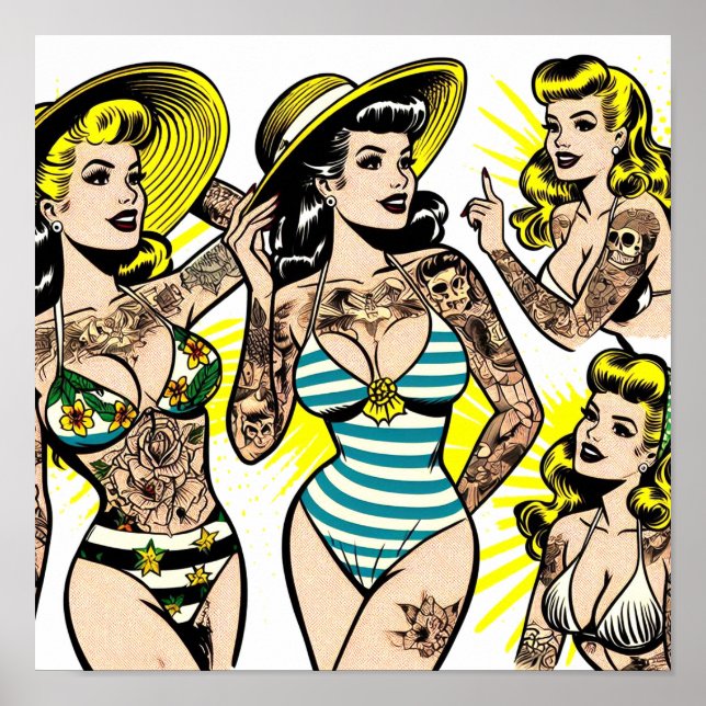 Tattoo-Bikini-Pin-up-Comics Poster (Vorne)