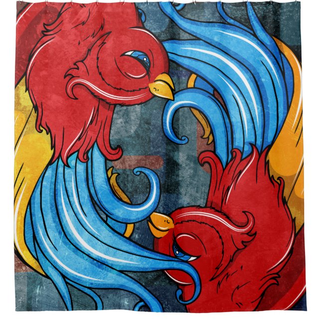 Tattoo Birds Duschvorhang (Vorderseite)