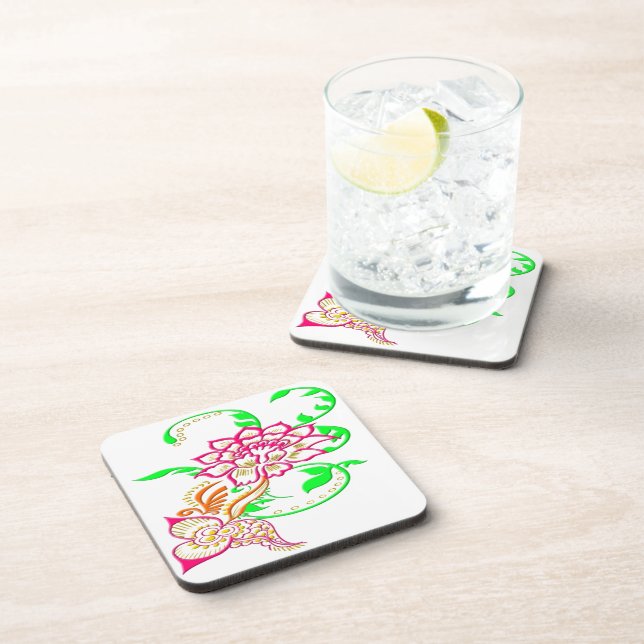 Tattoo-Blume Untersetzer (Rechte Seite)