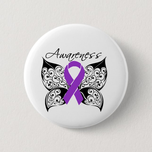 Tattoo Butterfly Awareness - Bauchspeicheldrüsenkr Button (Vorderseite)