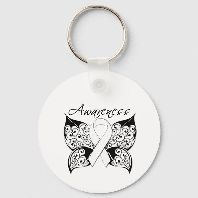 Tattoo Butterfly Awareness - Lungenkrebs Schlüsselanhänger (Vorderseite)