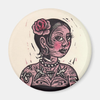 Tattoo Button Up Girl Magnet