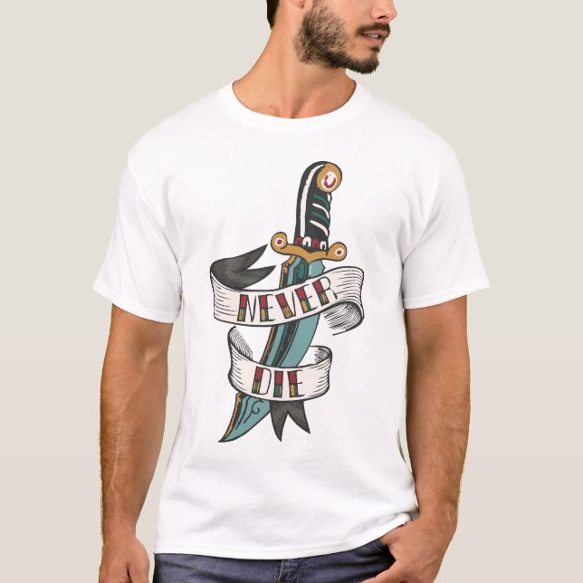 Tattoo Dolard Banderole Nevdie Messer T-Shirt (Vorderseite)