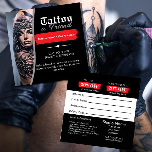 Tattoo-Empfehlungskarte Vorlage Einen Freund tät Quadratische Visitenkarte