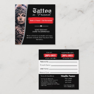 Tattoo-Empfehlungskarte Vorlage Einen Freund tät Quadratische Visitenkarte