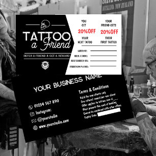 Tattoo-Empfehlungskarte Vorlage Einen Freund tät Visitenkarte