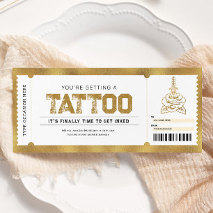 Tattoo erhält Gold Geschenkgutschein Einladung